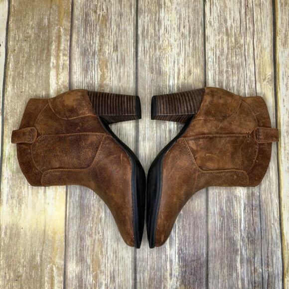 Clarks Brown Leather Western Cowgirl Boho Hippie Ankle Booties Womens Sz 7.5 - Picture 5 of 8